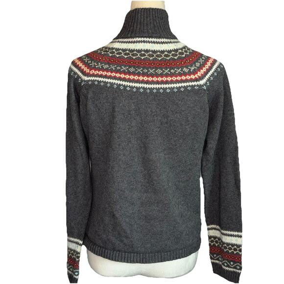 Vintage Y2k COLUMBIA Sweater M Fair Isle Full Zip Cotton Angora Cardigan Medium - Picture 2 of 10